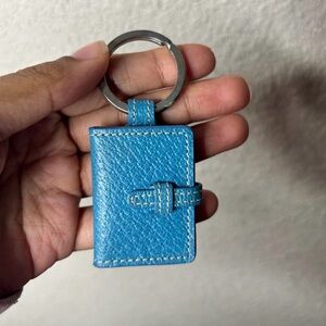 Coach Blue Leather Mini Notebook Keyring
